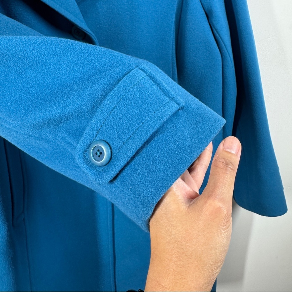 Vintage L.L.Bean Blue 100% Lambswool Coat Classic Winter Overcoat Jacket Size 20 - Picture 7 of 16
